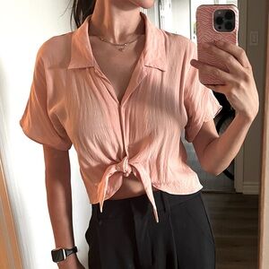 Wilfred free flowy pink crop top